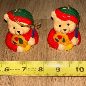 Charming Holiday Bear Ornaments - Red and Green bells